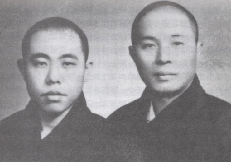 1948年根造上師與密顯法師。