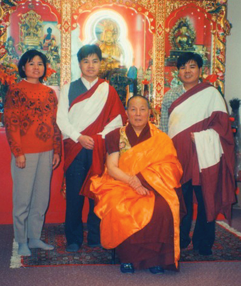 Ms Yeung, Dr. Charles Yeung, Lama Kan Tsao and Mr. Tony Yeung in H.K.